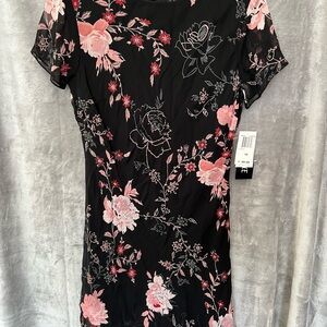EVA Blue Floral Dress Black Pink Size 10 NWT MSRP $89.99